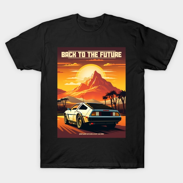 Back to the Future DeLorean poster T-Shirt by RetroPandora